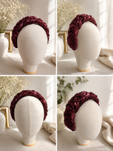 Chocolate Brown Braided Satin Headband – Wide Statement Headband for Women