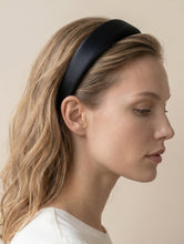Black silk headband,padded headband,Wide Padded headband,classic headband,black satin headband