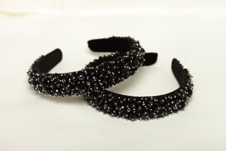 Beaded headband Crystal headband Jewelled headband Embellished headband Black beaded headband