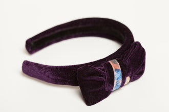 Purple bow headband Padded headband Velvet bow headband Bow hairband