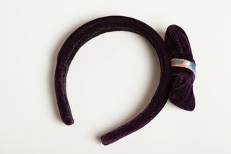 Purple bow headband Padded headband Velvet bow headband Bow hairband