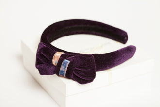 Purple bow headband Padded headband Velvet bow headband Bow hairband