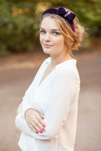 Purple bow headband Padded headband Velvet bow headband Bow hairband