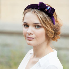 Purple bow headband Padded headband Velvet bow headband Bow hairband