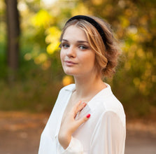 Black velvet headband Classic velvet headband Black padded headband Preppy Teen girl headband