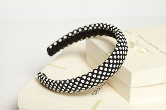 Polka dot headband Black and white padded headband Padded headband Alice band School uniform