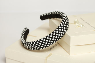 Polka dot headband Black and white padded headband Padded headband Alice band School uniform