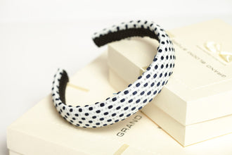 Dotted blue and white padded headband Padded headband Women headband Classic padded headband Girl headband Dotted hair band