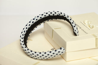 Dotted blue and white padded headband Padded headband Women headband Classic padded headband Girl headband Dotted hair band