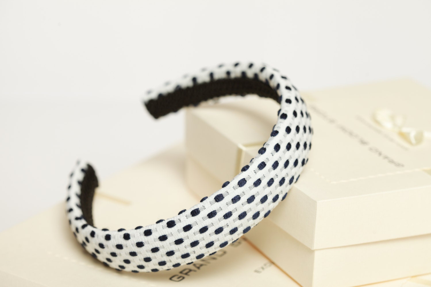 Dotted blue and white padded headband Padded headband Women headband Classic padded headband Girl headband Dotted hair band