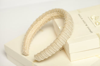 Ivory velvet headband Ivory padded headband Ivory corduroy padded headband Women padded headband Girl headband Winter headbands for women
