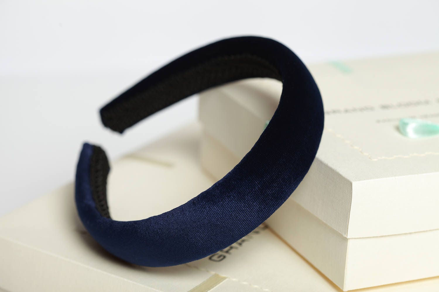 Navy blue padded headband Navy blue velvet headband Navy blue hair accessory Fabric headbands for women