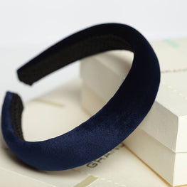 Navy blue padded headband Navy blue velvet headband Navy blue hair accessory Fabric headbands for women