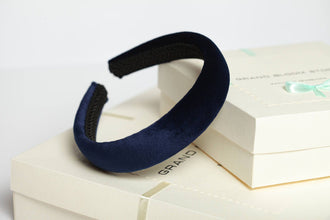 Navy blue padded headband Navy blue velvet headband Navy blue hair accessory Fabric headbands for women