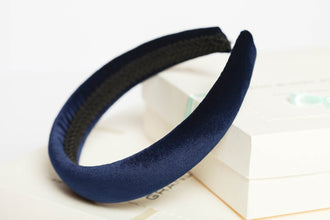 Navy blue padded headband Navy blue velvet headband Navy blue hair accessory Fabric headbands for women