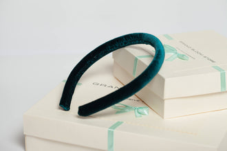 Green headpiece Velvet headband Emerald padded headband Velvet headband women Gift for best friend female