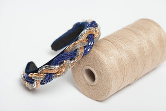 Embellished headband Jeweled headband Beaded headband Velvet headband Chain headband Navy blue headband