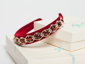 Headpiece Rhinestone headband Embellished headband Beaded headband red