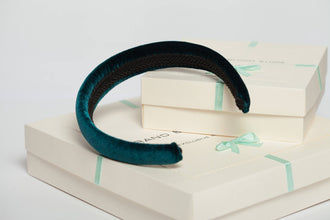 Green headpiece Velvet headband Emerald padded headband Velvet headband women Gift for best friend female