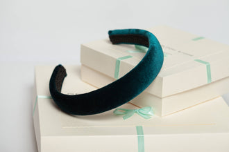 Green headpiece Velvet headband Emerald padded headband Velvet headband women Gift for best friend female