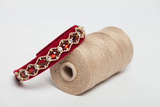 Headpiece Rhinestone headband Embellished headband Beaded headband red