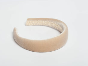 Beige padded headband Velvet headband Ivory headband Velvet headband for women
