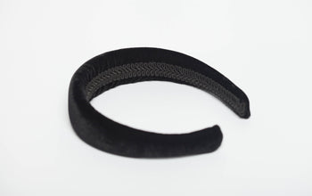 Black velvet headband Padded headband Velvet headband Puffy headband