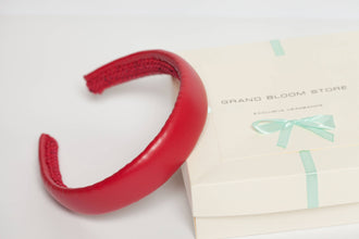 Red leather headband Padded headband Soft headband Summer headband Handmade headband