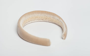 Beige padded headband Velvet headband Ivory headband Velvet headband for women