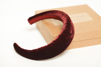 Wide hair band Hairband women Wine headband Velvet headband Padded headband Burgundy headband Thick headband Headbands for women