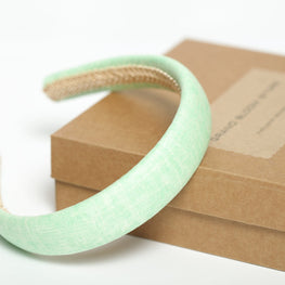Light green padded linen headband Handmade headband Trendy headband Retro headband Nonslip headband