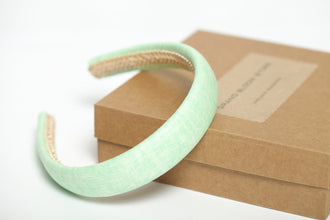 Light green padded linen headband Handmade headband Trendy headband Retro headband Nonslip headband
