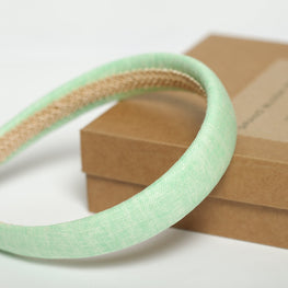 Light green padded linen headband Handmade headband Trendy headband Retro headband Nonslip headband