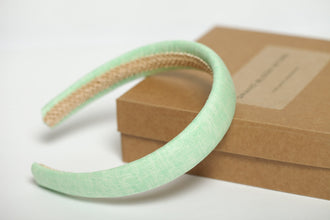 Light green padded linen headband Handmade headband Trendy headband Retro headband Nonslip headband