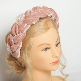 Blush pink braided headband Silk braided headband Twist headband Silk Hairband Pink womens headband Plaited headbands for women