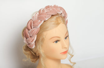 Blush pink braided headband Silk braided headband Twist headband Silk Hairband Pink womens headband Plaited headbands for women