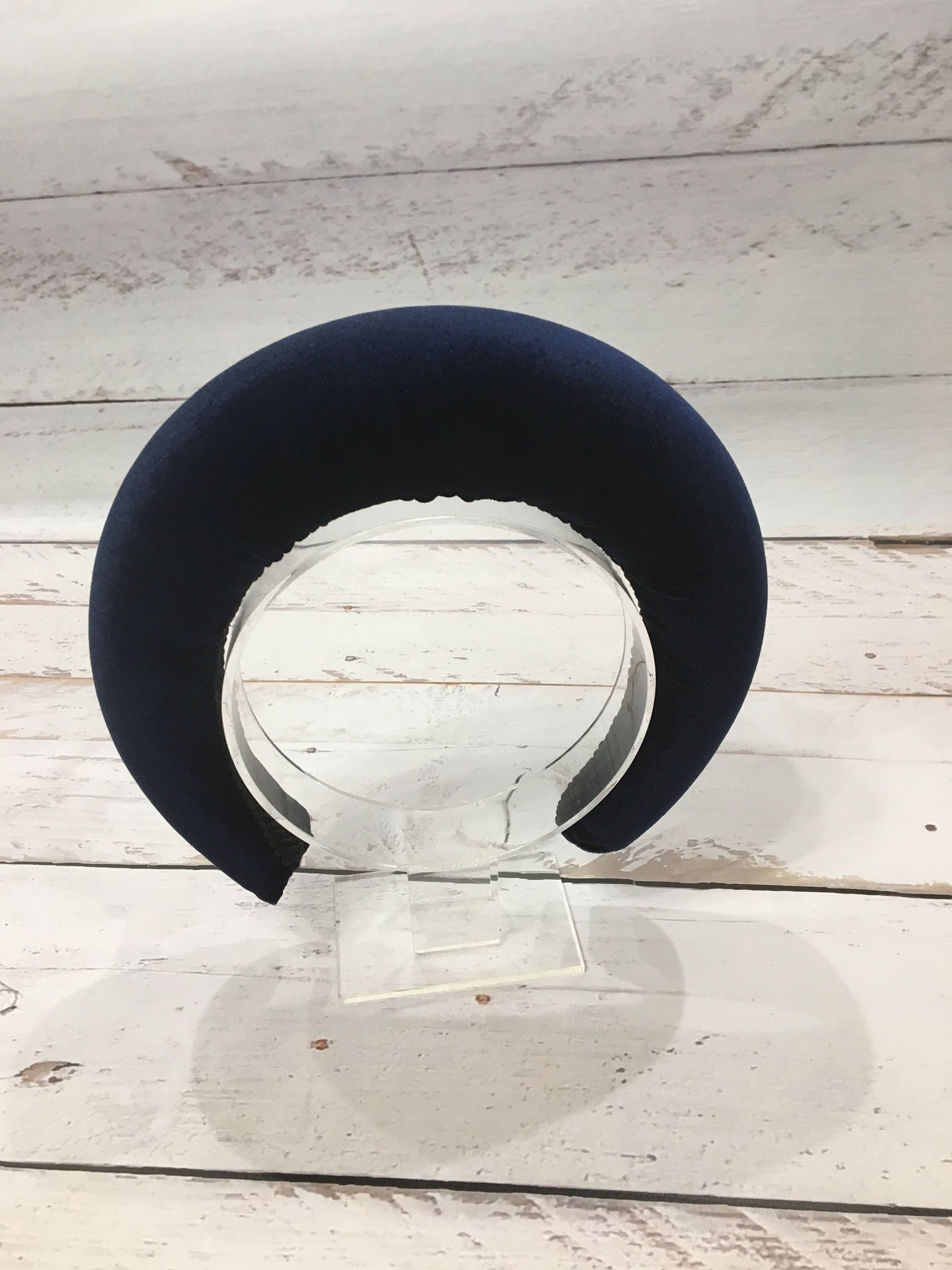 Large velvet headband  Thick headband  Wide headband Navy blue headband Navy fascinator Halo headband