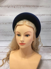 Large velvet headband  Thick headband  Wide headband Navy blue headband Navy fascinator Halo headband