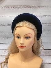 Large velvet headband  Thick headband  Wide headband Navy blue headband Navy fascinator Halo headband