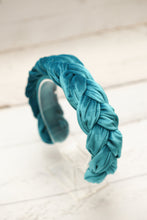 Turquoise velvet braid headband Braided velvet headband Matador headband Turquoise padded headband Women headbands  colorful headband