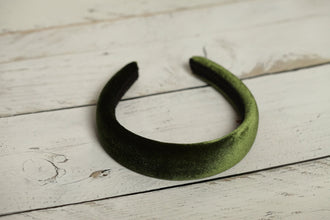 Velvet headband Bottle green padded headband Green headpiece summer headband adult  headbands for women  soft headband  alice headband