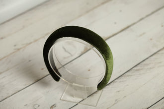 Velvet headband Bottle green padded headband Green headpiece summer headband adult  headbands for women  soft headband  alice headband