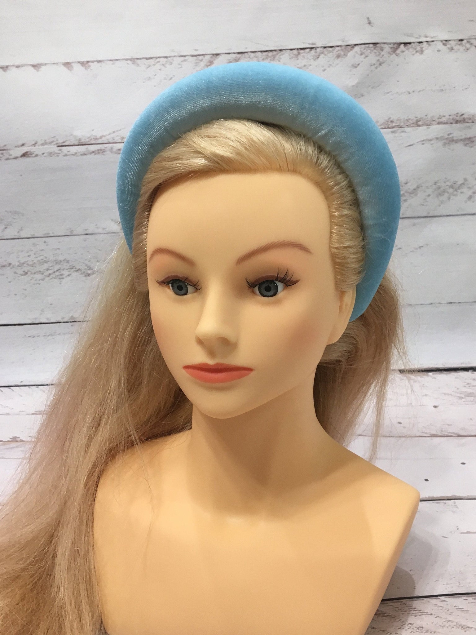 Padded headband Velvet headband Wide headband Light blue headband  Ascot hat Kate Middleton headband