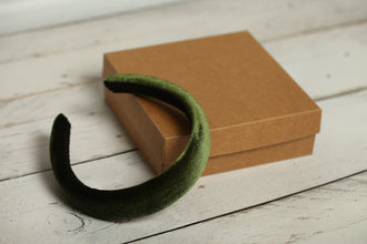 Velvet headband Bottle green padded headband Green headpiece summer headband adult  headbands for women  soft headband  alice headband