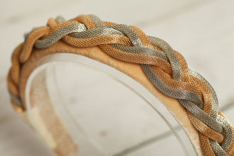 Beige velvet headband embellished with silver and gold decoration Jeweled headband with silver and gold braid Sparkly headband