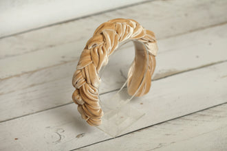 Braided headband Velvet headband Padded headband Alice band Beige headband