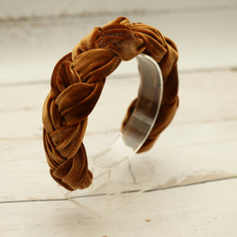 Brown  braided velvet headband plaited hairband Padded braid headband Matador headband Brown padded headband Women headbands