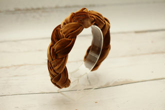 Brown  braided velvet headband plaited hairband Padded braid headband Matador headband Brown padded headband Women headbands
