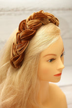 Brown  braided velvet headband plaited hairband Padded braid headband Matador headband Brown padded headband Women headbands