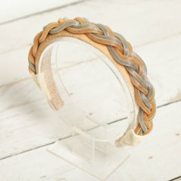 Beige velvet headband embellished with silver and gold decoration Jeweled headband with silver and gold braid Sparkly headband